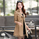 Women's Coat Spring 2022 Streetwear Trench Overcoat Turn-down Collar Slim Fit Double Breasted Lace Long Female Jacket Clothes