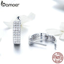 BAMOER Classic New 925 Sterling Silver Shining Clear  CZ Cubic Zircon Stud Earrings for Women Wedding Jewelry SCE560