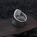 verstellbarer Ring aus Sterlingsilber 925 mit Wikingerhelm als Geschenk mit Wikinger-Geschenkbox aus Vintage-Holz