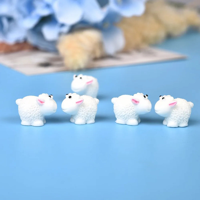 5 Pcs Cute Mini Small Sheep Dolphins Animals Home Micro Fairy Garden Figurines Miniatures Home Garden Decor DIY Accessories