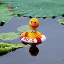 Resin Floating Bamboo raft Frog Statue duck Sculpture Outdoor Garden Pond Decorative Home  Fish Tank Garden Decor Desk Ornament