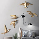 5PCS Europe Wall Hanging Birds 3D Stereo Wall Sticker Resin Ornaments Home Livingroom TV Background Wall Mural Decoration Crafts