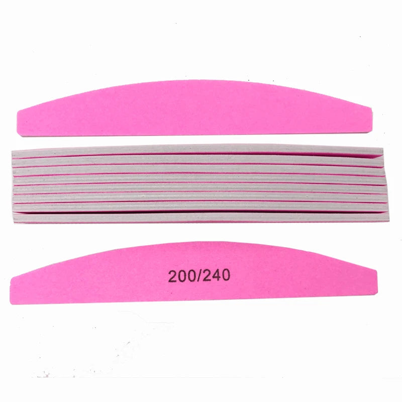 5 pcs/lot Nail Art Sanding Pink Nail File Sandpaper Grit 200/240 Buffer Polishing For Manicure Care Tools Beauty Salon Tools Set