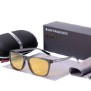 BARCUR Polarized Sun glasses for Men Aluminum Legs Sunglasses Polarized PC Frame Vintage Night Male Driving Glasses Women