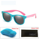 LongKeeper Mirror Kids Sunglasses with Case Boys Girls Polarized Silicone Safety Sun Glasses Gift For Children Baby UV400 Gafas