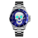 SKMEI Herren Quarz Totenkopf-Uhr Herren Edelstahl Skelett Kreativ Uhren Männlich Uhr Wasserdicht Armbanduhr Relogio Masculino