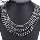 18-36" Men's Stainless Steel Curb Cuban Necklace Gunmetal Color Cuban Link Chain Necklace Fashion Male Jewelry Gift For Men KNN4