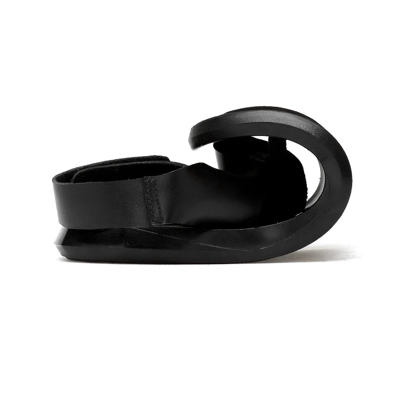 EOFK Summer Men Genuine Leather Sandals New Design Fashion Casual Black Slip on Sandals Leather Flip Flops Man Men's Flat Rubber