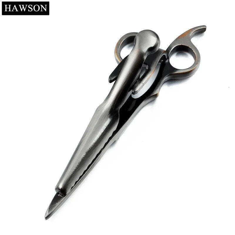 HAWSON Interesting Tie Clips for Men Gun Plated Scissors Pattern Tie Bar Clasp Pin with Free Box