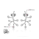 Lotus Fun Real 925 Sterling Silver Natural Creative Handmade Fine Jewelry Life Branches Leaves  Stud Earrings for Women Brincos