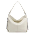 Zency Leather handbags Genuine For Women Fashion Tassel Hobo Bag Crossbody Plain Color Real Cowhide Leather Large Shopper Bag