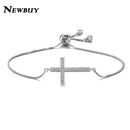 NEWBUY Classic AAA+ Cubic Zirconia Cross Charm Bracelets For Women Adjustable Copper Chain Bracelet & Bangle Dropship Jewelry
