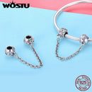 Genuine 925 Sterling Silver Love Connection Safety Chain Charm Fit Original wst Bracelet Pendant Authentic Jewelry C736