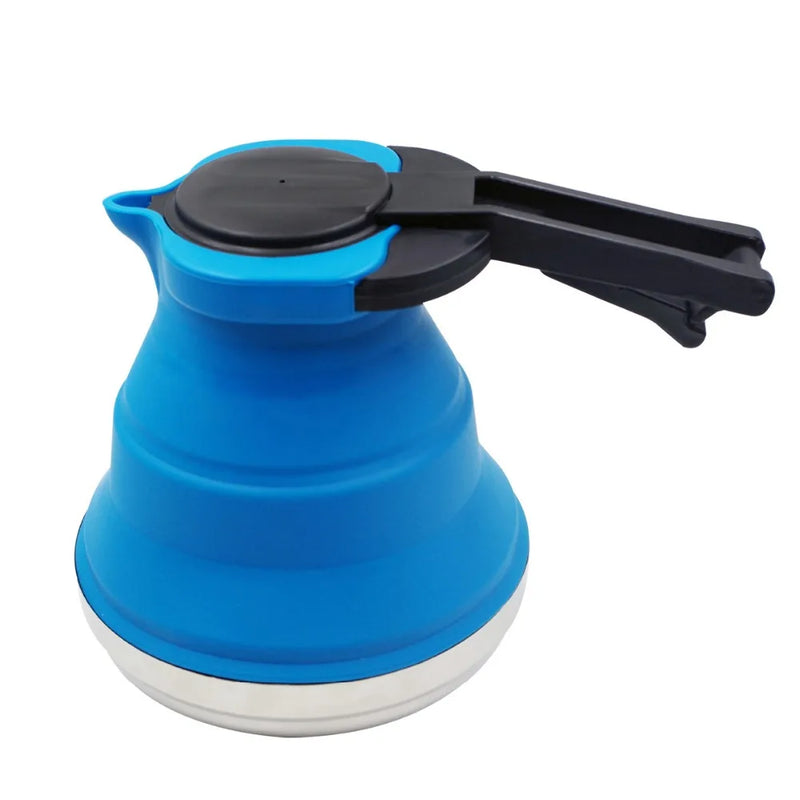1.2L Portable Steel Silicone Kettle Collapsible Folding Pop-Up Camping Travel Water Kettle