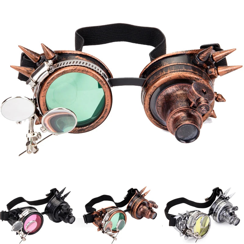 LELINTA Steampunk Goggles Cosplay Vintage Victorian Rivet Glasses Welding Gothic Kaleidoscope Colorful Retro Goggles
