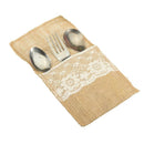 4"x8.5"Cutlery Holder Decoration Hessian Burlap Lace Wedding Cutlery Holder Pouch Rustic Decorations Favor 5BB5481