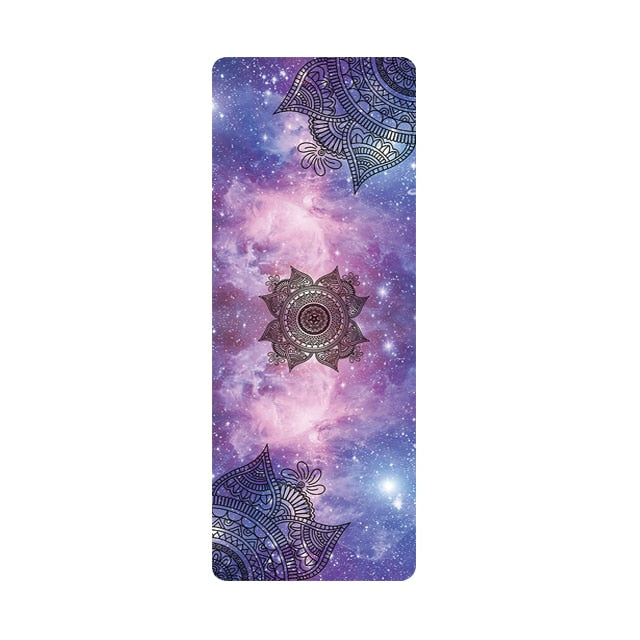 Non-slip Yoga Mat Comfort Suede Pretty Starry Sky Printed Folding Natural Rubber Pad for Exercise, Yoga, and Pilates Female