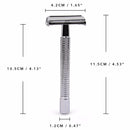 Qshave Double Edge Safety Razor Long Handle Butterfly Open Classic Safety Razor silver color, 1 Handle &amp; 5 blades