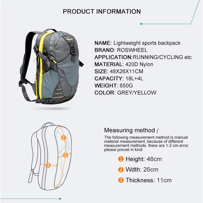 22L Nylon Sports Backpacks Teenage Girls Men's Laptop School Bag Large Outdoor Travel Backpack Waterproof Rucksack grey yellow