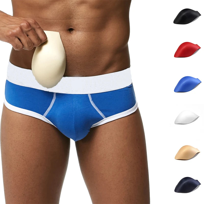 CLEVER-MENMODE Men Sponge Cup Enhancer Pad Underwear Briefs Sexy Penis Pouch Front Padded Underpants Panties Push Up Cup