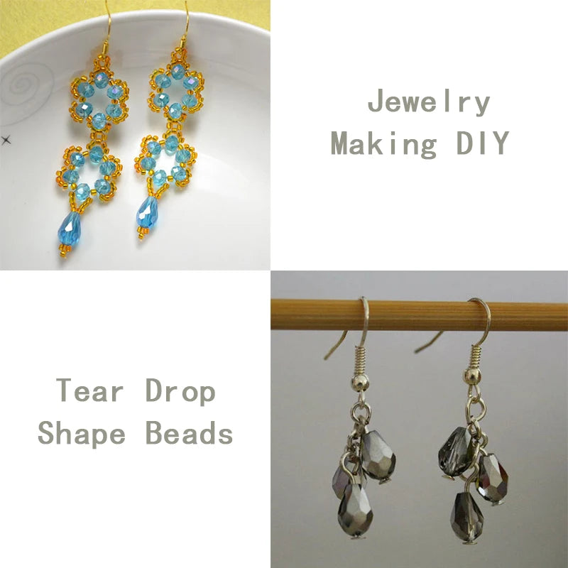 60/70PCS 8/10mm Crystal Tear Drop Shape Beads for Jewelry Making Waterdrop AB Glass Beads Loose Jewellery Beads DIY Bracelets