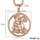 Zodiac Sign 12 Constellation Pendant Necklace 585 Rose Gold Color Horoscope Necklace Mens Chain Gift Fashion Jewelry GPM21