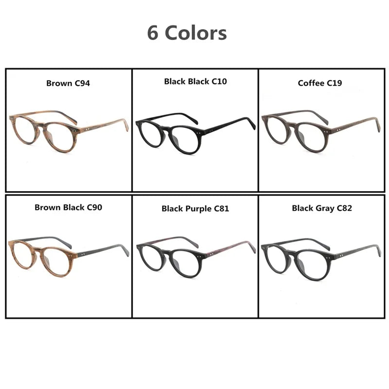 HDCRAFTE Wooden Eyeglasses Frames Myopic Glasses Frame Men Women Optical Spectacle Wood Clear Lens Reading Round Plain Glasses