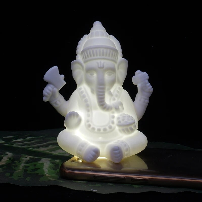 Ganesha series Home decor Buddha statues Figurines Ceramic Decoration Purple sand White porcelain Elephant Buddha