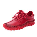 2022 Neue handgemachte Echtleder Damen Sneaker Freizeitschuhe für Damen Flats Damen Schnür-Loafer Zapatos Mujer k18