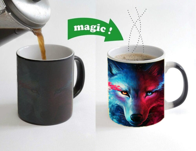 king lion Wolf Color Changing Mug Magic Heat Sensitive Tea Cup Coffee Mug Gift Mug for Your Kids or Your Friends Free Shipping