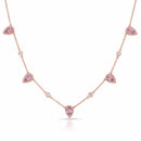 New Fashion Boho tear drop cz link chain Beaded Pink rose gold color Necklaces high quality AAA cz stone Necklace For girl gift