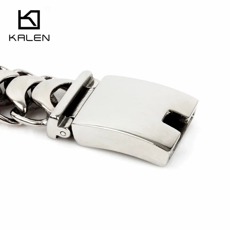 Kalen New High Polished Shiny Bracelets Stainless Steel Bike Link Chain Bike Chain Bracelets Fashion Male Accessories 2018