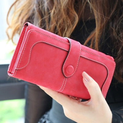 Many Departments Faux Suede Long Wallet Women Matte Leather Lady Purse High Quality Female Wallets Card Holder Clutch Carteras