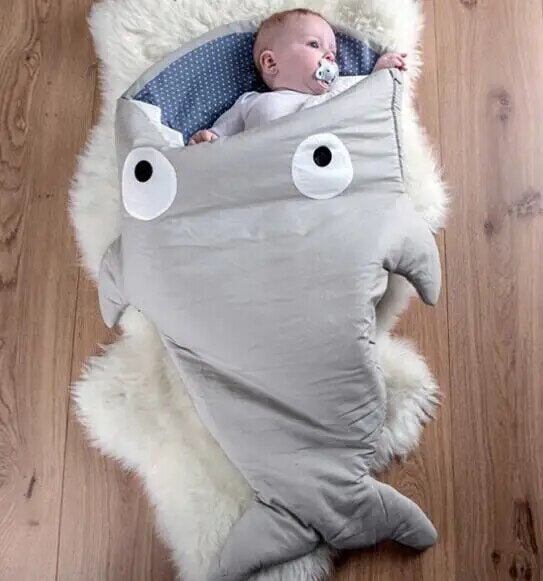 Cartoon Shark Sleeping Bag Baby Sleeping Sack Winter Strollers Bed Swaddle Blanket Wrap Cute Cotton Bedding Baby Sleep Sack