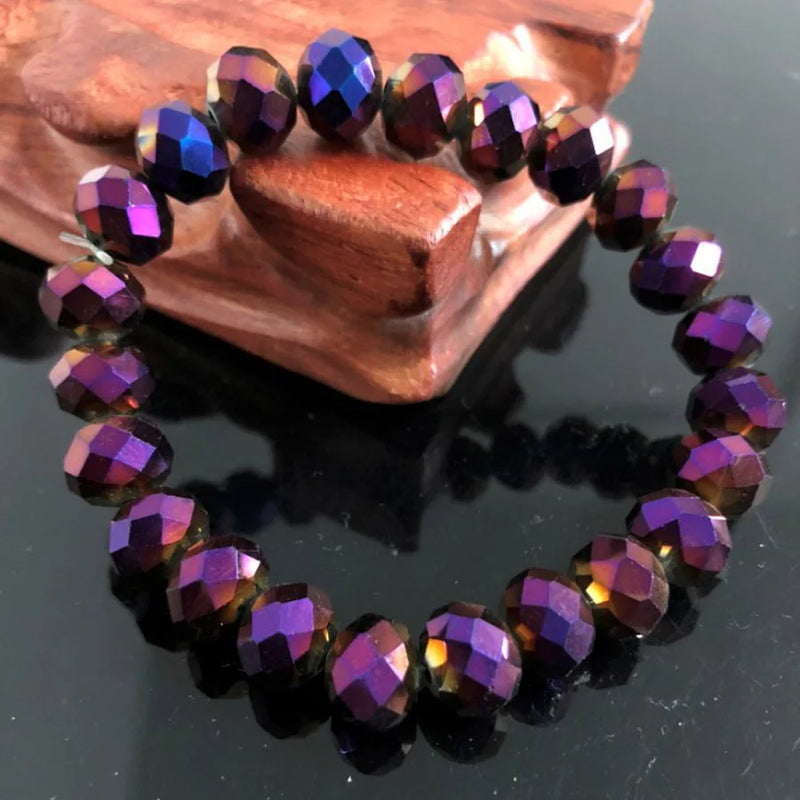 Charm Handmade Women's 10mm Rhinestone Glass Crystal Beaded Round Beads Stretch Bracelet Bangle Bracelets Girl Wrap Jewelry