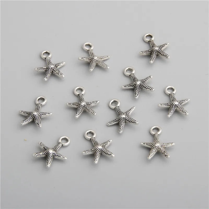 50pcs  Silver Color Starfish Charms Pendant For Necklace Bracelets Jewelry Making Diy Handmade Craft  A2775