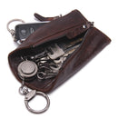 CONTACT'S 100% Genuine Leather Key Wallet Men Car Key Holder Zipper Keys Case Top Quality Male Man Housekeeper Keys Organizer