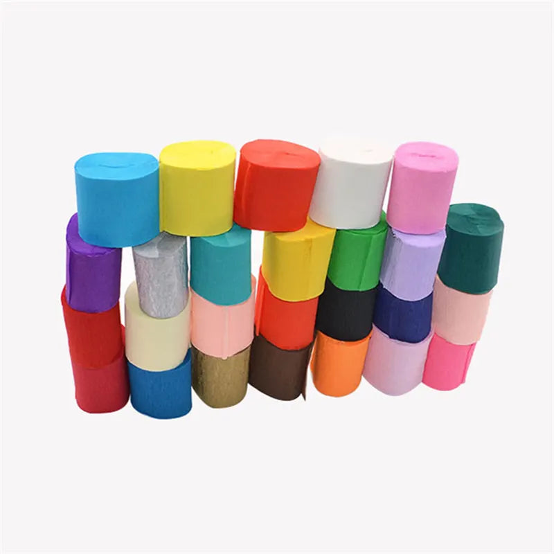 5cm*10 meters Crepe Paper Streamers Tissue Paper Roll Flower Craft Making Birthday Wedding Party Backdrop DIY Decoration