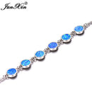 Cute Boho Female Blue Fire Opal Bracelet Unique Style Silver Color Chain Bracelets For Women Fashion Wedding Jewelry
