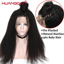 180% Kinky Straight 13*4 Lace Frontal Wig Peruvian Lace Frontal Human Hair Yaki Wigs Pre Plucked With Baby Hair Remy Lace Wig