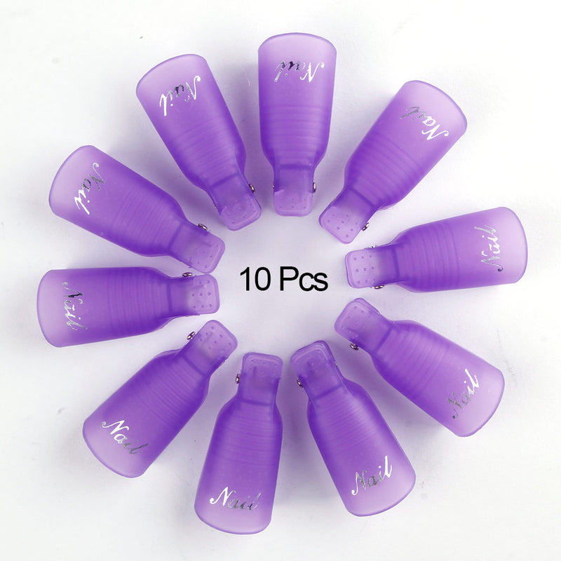 10PCS Plastic Nail Art Soaker Off Caps Clip UV Gel Polish Remover Wrap Tool Nail Art Tips Tools for Fingers Nail Polish Remover