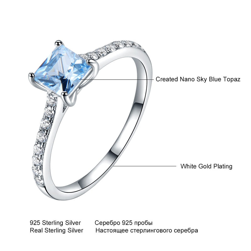 UMCHO Sky Blue Topaz Rings for Women Real Solid 925 Sterling Silver Korean Gemstone Ring Birthstone Girl Gift Wholesale Jewelry