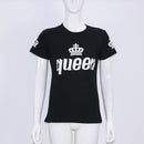 King Queen Lovers Tee T Shirt Imperial Crown Printing Couple Clothes lovers Tee Shirt Femme Summer 2021 News Casual O-neck Tops