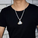 Geldbeutel-Anhänger Halskette Goldfarben Zirkonia Herren Hip-Hop Schmuck
