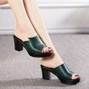 GKTINOO Women Slipper's 2023 Ladies Summer Slippers Genuine Leather Shoes Women High Heels Fashion Summer Shoes