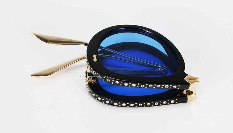 Vintage folding pilot sunglasses women luxury crystal brand oversize clear eyeglasses sun glasses men shades oculos de sol