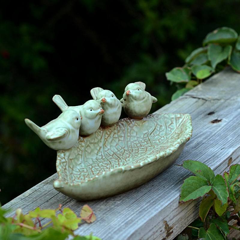 New Ceramic birth baths Garden decor birth feeder ceramic Aquarium retro finish Bird feeder