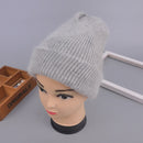 [Rancyword] Damen Wintermützen Beanies Strickmützen Kaninchenfellmütze Weiblich Echthaar Skullies Mützen Gorros Unifarbe RC1222-2