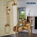 Rainfall Bathroom Shower Set Brass Antique Shower Mixers with Handshower Single Handle Wall Mounted Shower Faucet Tap