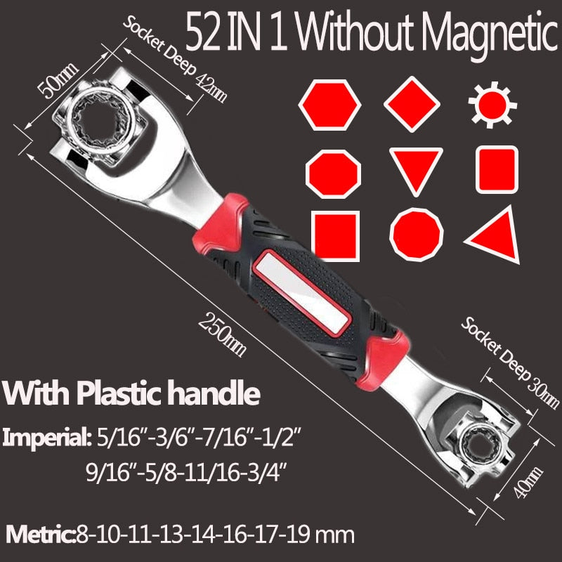 48 in 1 Wrench Socket Works with Spline Bolts Torx 360 Degree 6-Point Universial Furniture Car Repair Spanner Hand Tools